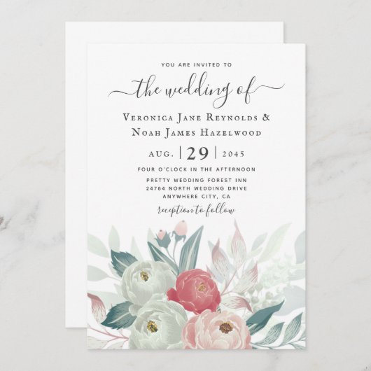 Invitation florale Ranunculus (Devant / Derrière)