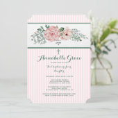 Invitation florale rayée rose (Debout devant)