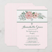 Invitation florale rayée rose (Devant / Derrière)