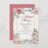 Invitation florale rose (Devant / Derrière)