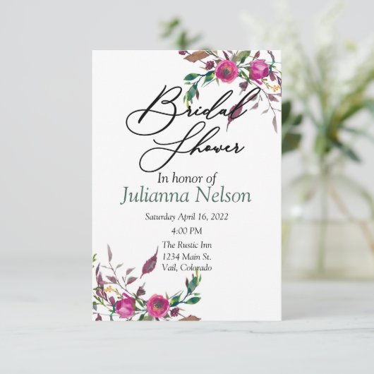 Invitation florale rose (Debout devant)