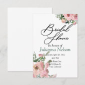 Invitation florale rose aquarelle (Devant / Derrière)