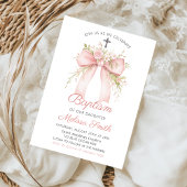 Invitation florale rose bow