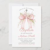 Invitation florale rose bow (Devant)