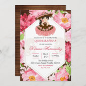 Invitation Florale Rose Charra Rustique Mexicaine (Devant / Derrière)