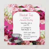 Invitation florale rose de thé de Fête de la (Devant / Derrière)