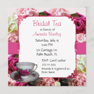 Invitation florale rose de thé de Fête de la