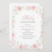 Invitation florale rose douce (Devant / Derrière)