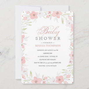 Invitation florale rose douce