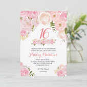 Invitation florale rose du 16e SWEET SIXTEEN (Debout devant)