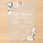 Invitation florale rose en acrylique (Recto)
