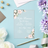 Invitation florale rose en acrylique (Insitu (Mariage))