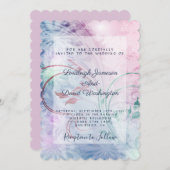 Invitation florale rose et bleu (Devant / Derrière)