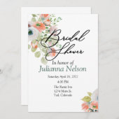 Invitation florale rose et bleu (Devant / Derrière)