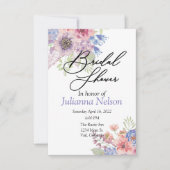 Invitation florale rose et bleu (Devant)