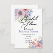 Invitation florale rose et bleu (Devant / Derrière)