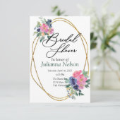 Invitation florale rose et bleu (Debout devant)