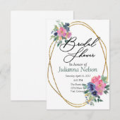 Invitation florale rose et bleu (Devant / Derrière)