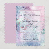 Invitation florale rose et bleue (Devant / Derrière)