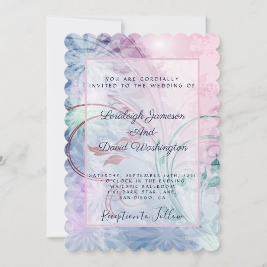 Invitation florale rose et bleue (Devant)