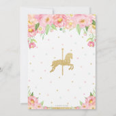 Invitation Florale rose et carrousel d'or 1ère fille d'annive (Dos)