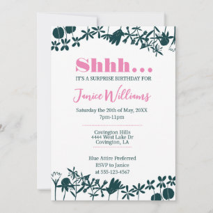 Invitation florale rose et verte