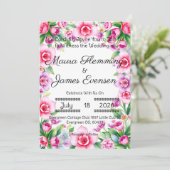 Invitation florale rose et violette (Debout devant)