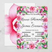 Invitation florale rose et violette (Devant / Derrière)