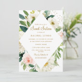 Invitation Florale Rose Fardée Or pour Sweet Sixte (Debout devant)