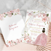 Invitation Florale rose or mexicaine Princesse Quinceañera