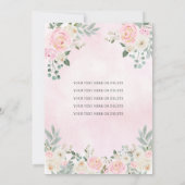 Invitation Florale rose pâle princesse Tiara Quinceañera (Dos)