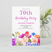 Invitation florale rose pour 70e anniversaire (Debout devant)