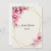 Invitation florale rose pour Quinceañera (Dos)