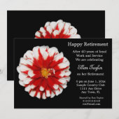 Invitation florale rouge et blanche de partie de (Devant / Derrière)