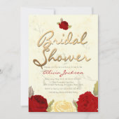 Invitation florale rouge et ene ivoire lumineuse (Devant)