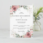 Invitation florale rouge poussiéreuse et rose (Debout devant)