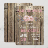 Invitation florale rustique de baby shower de bébé (Devant / Derrière)