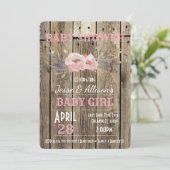 Invitation florale rustique de baby shower de bébé (Debout devant)