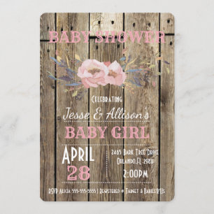 Invitation florale rustique de baby shower de bébé