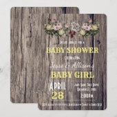 Invitation florale rustique de baby shower de bébé (Devant / Derrière)