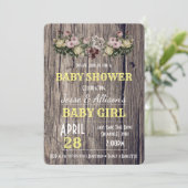 Invitation florale rustique de baby shower de bébé (Debout devant)