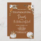 Invitation Florale Rustique Thanksgiving (Devant / Derrière)