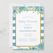 Invitation florale sarcelle modifiable, mariage, b (Devant)