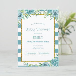Invitation florale sarcelle modifiable, mariage, b