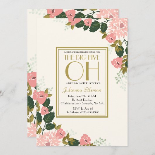 Invitation florale sentimentale (Devant / Derrière)