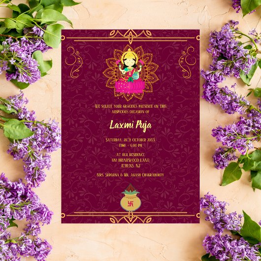 Invitation florale Shree Laxmi Puja