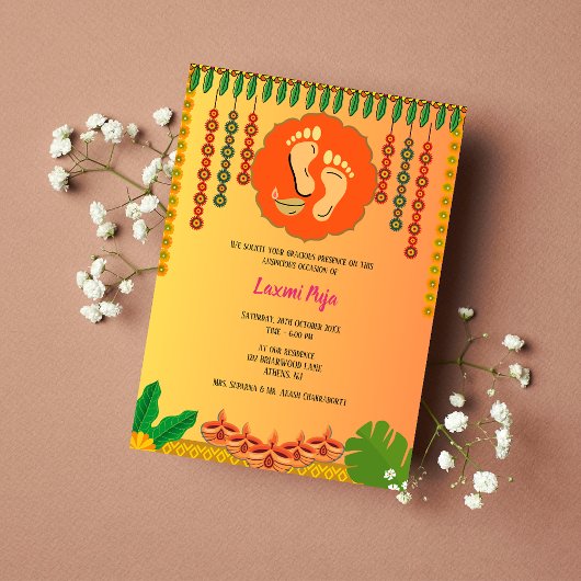 Invitation florale Shree Laxmi Puja