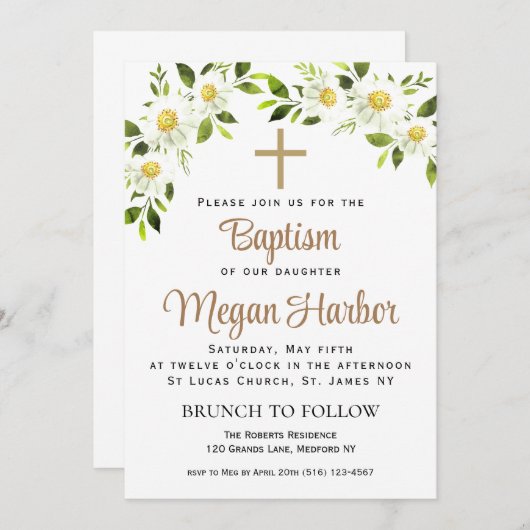 Invitation florale simple (Devant / Derrière)