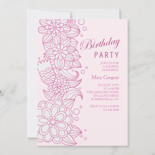 Invitation florale Sketchy (Devant)