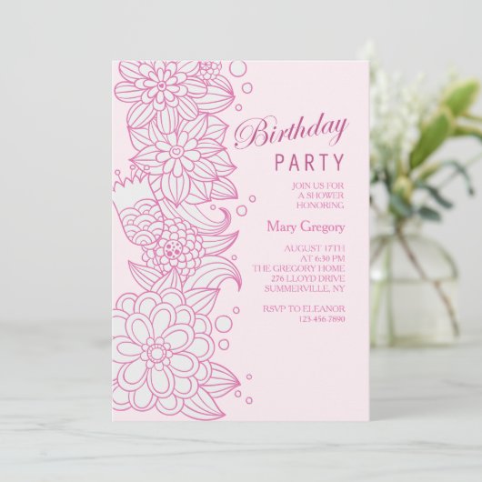 Invitation florale Sketchy (Debout devant)